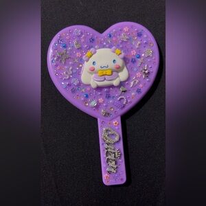 Purple Heart-Shaped Hand Mirror with Cute Character